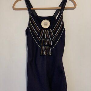 Dear Francis Silk/Wool Mix Tank Top with Beaded Front Size M